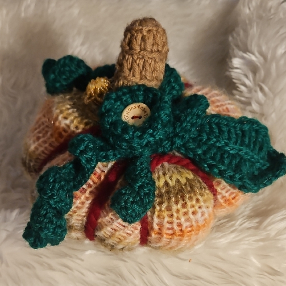 Hand Crafted Beautiful Handmade Holiday Knit Pumpkin Decor Crochet Farmhouse